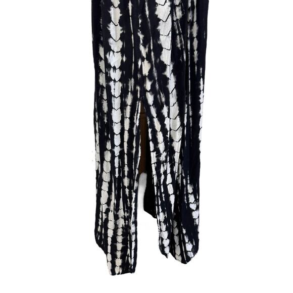 RUNAWAY CHILD Black White Tie Dye Kaftan Beach Coverup Maxi Dress Hand Made OS - Picture 6 of 15